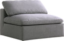 Serene Grey Linen Fabric Deluxe Cloud Armless Chair - Town Of Bargains Furniture - NY