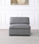 Serene Grey Linen Fabric Deluxe Cloud Armless Chair - Town Of Bargains Furniture - NY