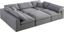 Serene Grey Linen Fabric Deluxe Cloud Modular Sectional - Town Of Bargains Furniture - NY