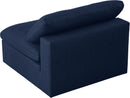 Serene Navy Linen Fabric Deluxe Cloud Armless Chair - Town Of Bargains Furniture - NY