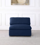 Serene Navy Linen Fabric Deluxe Cloud Armless Chair - Town Of Bargains Furniture - NY