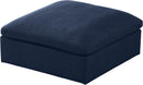 Serene Navy Linen Fabric Deluxe Cloud Ottoman - Town Of Bargains Furniture - NY