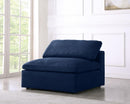 Serene Navy Linen Fabric Deluxe Cloud Armless Chair - Town Of Bargains Furniture - NY