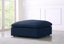 Serene Navy Linen Fabric Deluxe Cloud Ottoman - Town Of Bargains Furniture - NY