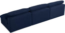 Serene Navy Linen Fabric Deluxe Cloud Modular Armless Sofa - Town Of Bargains Furniture - NY