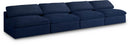 Serene Navy Linen Fabric Deluxe Cloud Modular Armless Sofa - Town Of Bargains Furniture - NY