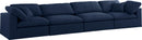 Serene Navy Linen Fabric Deluxe Cloud Modular Sofa - Town Of Bargains Furniture - NY