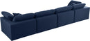 Serene Navy Linen Fabric Deluxe Cloud Modular Sofa - Town Of Bargains Furniture - NY