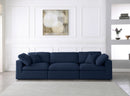 Serene Navy Linen Fabric Deluxe Cloud Modular Sofa - Town Of Bargains Furniture - NY