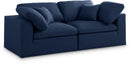 Serene Navy Linen Fabric Deluxe Cloud Modular Sofa - Town Of Bargains Furniture - NY