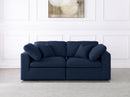 Serene Navy Linen Fabric Deluxe Cloud Modular Sofa - Town Of Bargains Furniture - NY