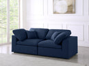 Serene Navy Linen Fabric Deluxe Cloud Modular Sofa - Town Of Bargains Furniture - NY