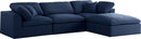 Serene Navy Linen Fabric Deluxe Cloud Modular Sectional - Town Of Bargains Furniture - NY
