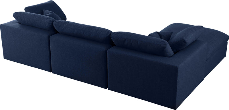 Serene Navy Linen Fabric Deluxe Cloud Modular Sectional