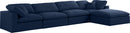 Serene Navy Linen Fabric Deluxe Cloud Modular Sectional - Town Of Bargains Furniture - NY