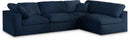 Serene Navy Linen Fabric Deluxe Cloud Modular Sectional - Town Of Bargains Furniture - NY