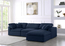 Serene Navy Linen Fabric Deluxe Cloud Modular Sectional - Town Of Bargains Furniture - NY