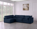 Serene Navy Linen Fabric Deluxe Cloud Modular Sectional - Town Of Bargains Furniture - NY