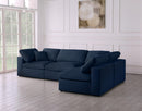 Serene Navy Linen Fabric Deluxe Cloud Modular Sectional - Town Of Bargains Furniture - NY