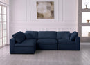 Serene Navy Linen Fabric Deluxe Cloud Modular Sectional - Town Of Bargains Furniture - NY