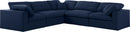 Serene Navy Linen Fabric Deluxe Cloud Modular Sectional - Town Of Bargains Furniture - NY