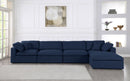 Serene Navy Linen Fabric Deluxe Cloud Modular Sectional - Town Of Bargains Furniture - NY
