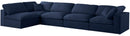 Serene Navy Linen Fabric Deluxe Cloud Modular Sectional - Town Of Bargains Furniture - NY
