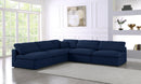 Serene Navy Linen Fabric Deluxe Cloud Modular Sectional - Town Of Bargains Furniture - NY