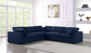 Serene Navy Linen Fabric Deluxe Cloud Modular Sectional - Town Of Bargains Furniture - NY