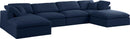 Serene Navy Linen Fabric Deluxe Cloud Modular Sectional - Town Of Bargains Furniture - NY