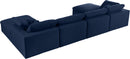 Serene Navy Linen Fabric Deluxe Cloud Modular Sectional - Town Of Bargains Furniture - NY