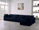 Serene Navy Linen Fabric Deluxe Cloud Modular Sectional - Town Of Bargains Furniture - NY