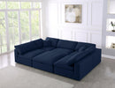 Serene Navy Linen Fabric Deluxe Cloud Modular Sectional - Town Of Bargains Furniture - NY