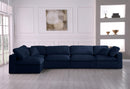 Serene Navy Linen Fabric Deluxe Cloud Modular Sectional - Town Of Bargains Furniture - NY