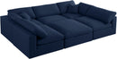 Serene Navy Linen Fabric Deluxe Cloud Modular Sectional - Town Of Bargains Furniture - NY