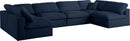 Serene Navy Linen Fabric Deluxe Cloud Modular Sectional - Town Of Bargains Furniture - NY