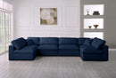 Serene Navy Linen Fabric Deluxe Cloud Modular Sectional - Town Of Bargains Furniture - NY