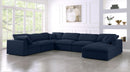 Serene Navy Linen Fabric Deluxe Cloud Modular Sectional - Town Of Bargains Furniture - NY