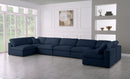 Serene Navy Linen Fabric Deluxe Cloud Modular Sectional - Town Of Bargains Furniture - NY