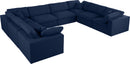 Serene Navy Linen Fabric Deluxe Cloud Modular Sectional - Town Of Bargains Furniture - NY
