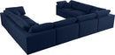Serene Navy Linen Fabric Deluxe Cloud Modular Sectional - Town Of Bargains Furniture - NY