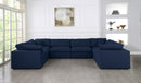 Serene Navy Linen Fabric Deluxe Cloud Modular Sectional - Town Of Bargains Furniture - NY