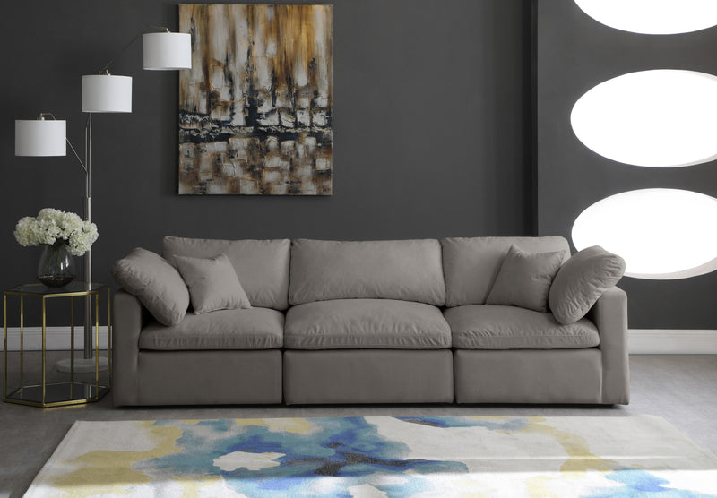Plush Grey Velvet Standard Cloud Modular Sofa