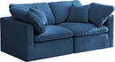 Plush Navy Velvet Standard Cloud Modular Sofa - Town Of Bargains Furniture - NY