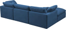 Plush Navy Velvet Standard Cloud Modular Sectional - Town Of Bargains Furniture - NY