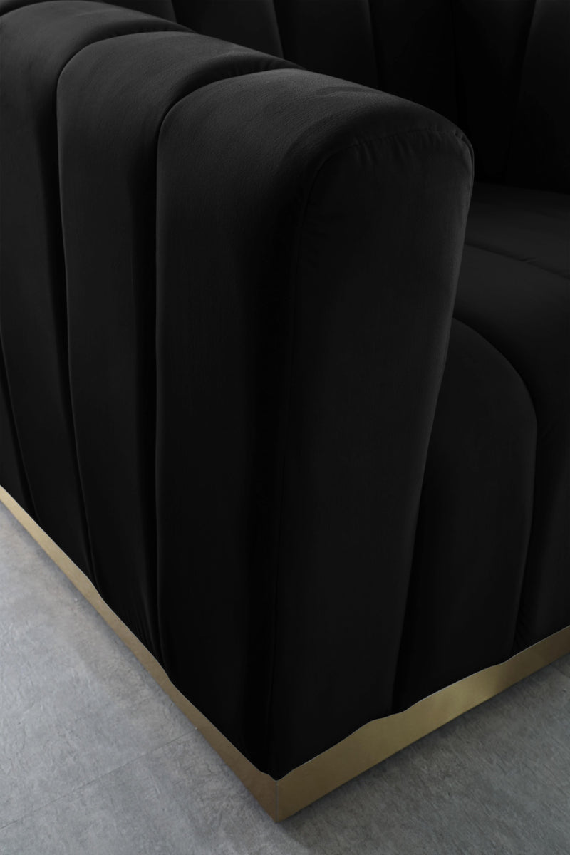 Marlon Black Velvet Loveseat - Town Of Bargains Furniture - NY