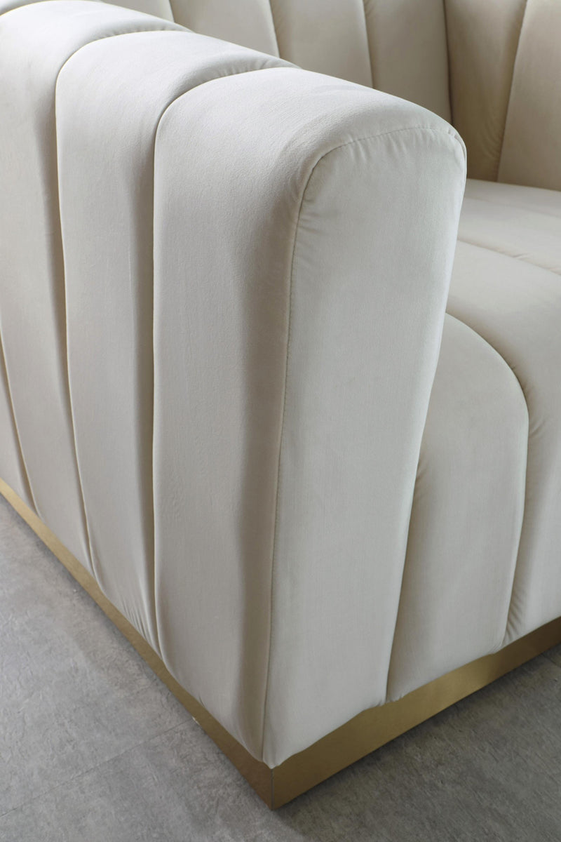 Marlon Cream Velvet Sofa - Town Of Bargains Furniture - NY