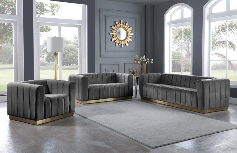 Marlon Grey Velvet Sofa - Town Of Bargains Furniture - NY
