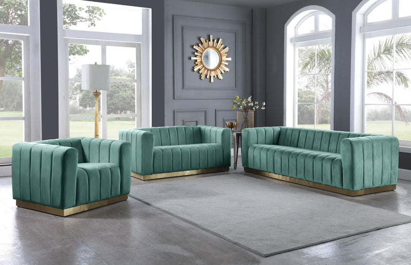 Marlon Mint Velvet Loveseat - Town Of Bargains Furniture - NY