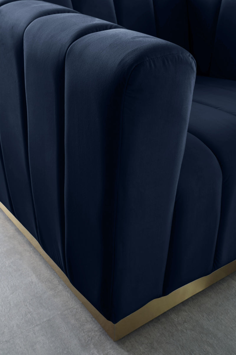 Marlon Navy Velvet Loveseat - Town Of Bargains Furniture - NY